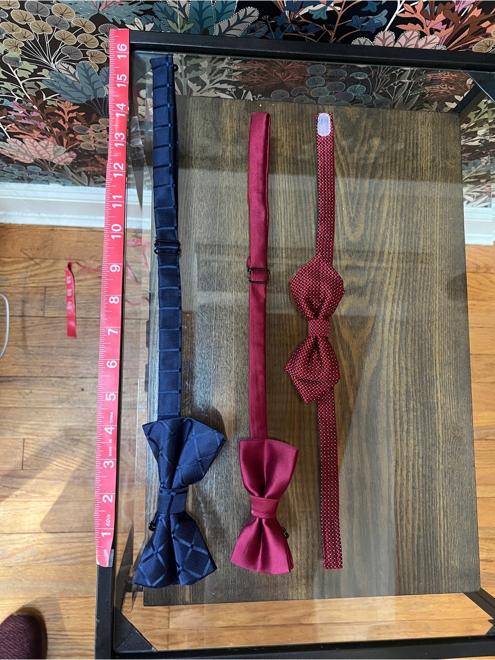Kids Adjustable Bow Tie 3 piece Set - Navy, Burgundy & print